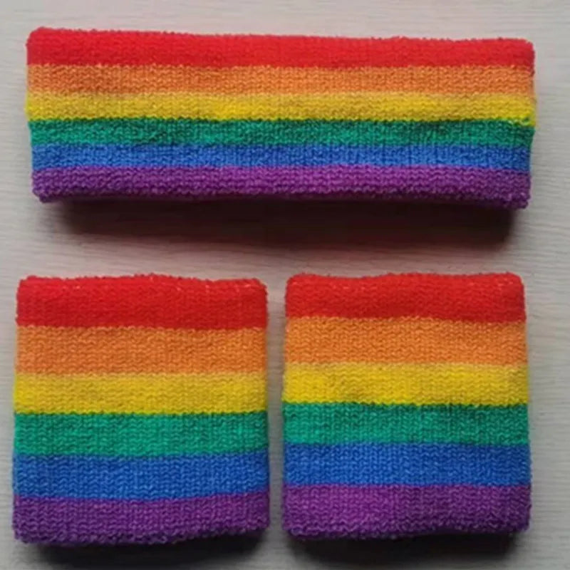 Striped Wrist Brace Hair Band Sport Socks Set Sweat-absorbing Headband Wristband Football Socks Table Tennis Wrist Band