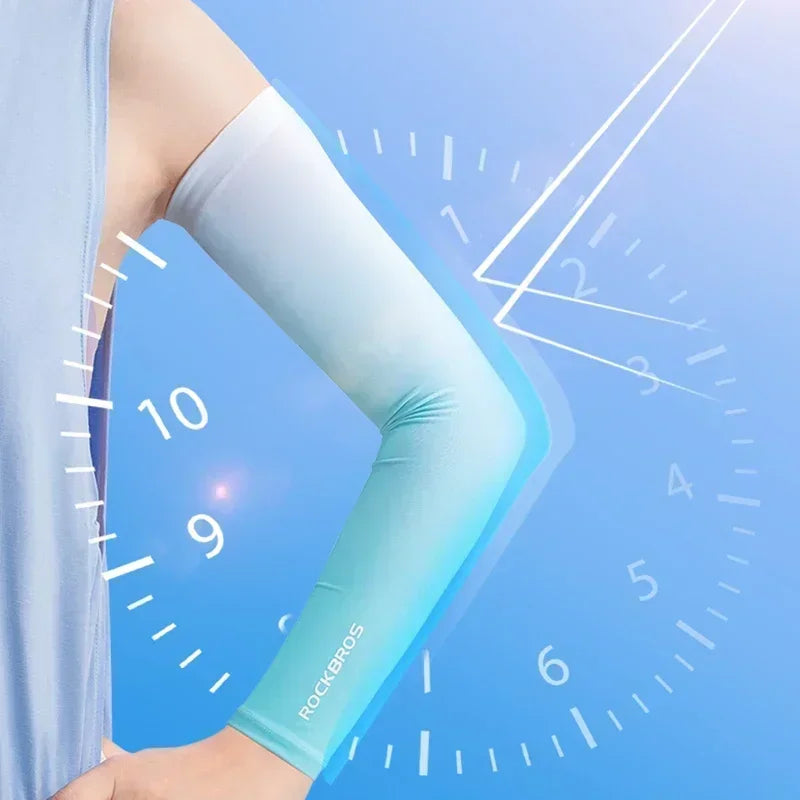 ROCKBROS Arm Sleeves Gradient Color Running Fishing Sunscreen Sleeve Summer Cool Quick Dry Breathable Ice Silk Cycling Equipment