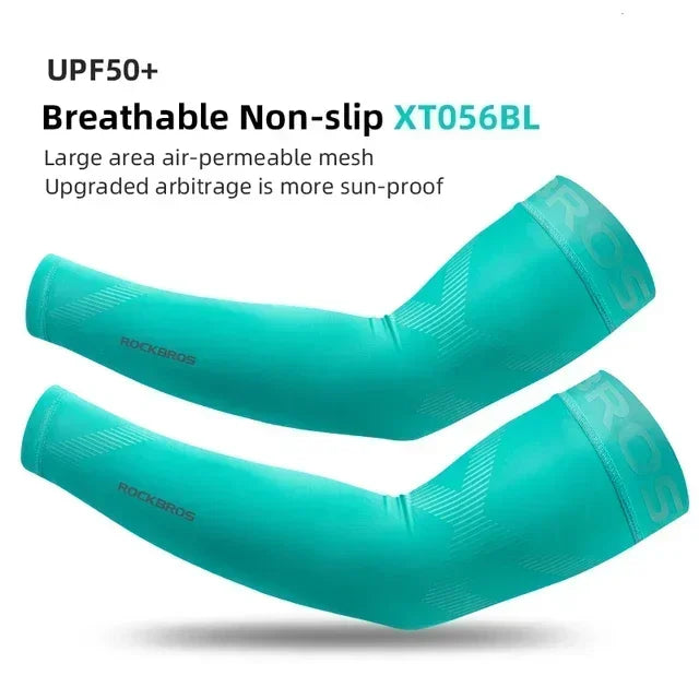 ROCKBROS Arm Sleeves Gradient Color Running Fishing Sunscreen Sleeve Summer Cool Quick Dry Breathable Ice Silk Cycling Equipment