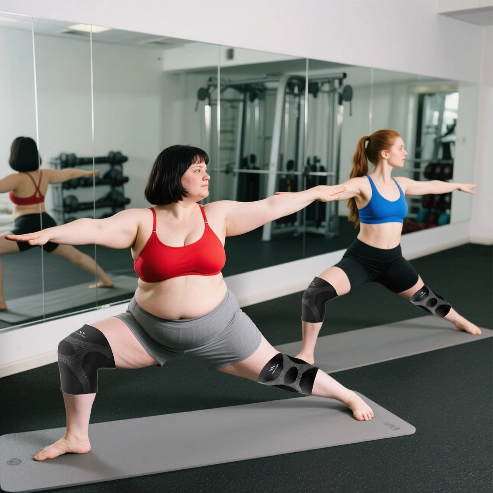 1 Pair Plus Size Knee Brace Support, New Knee Compression Sleeve for Running, Hiking, Basketball, Arthritis, ACL, Meniscus Tear