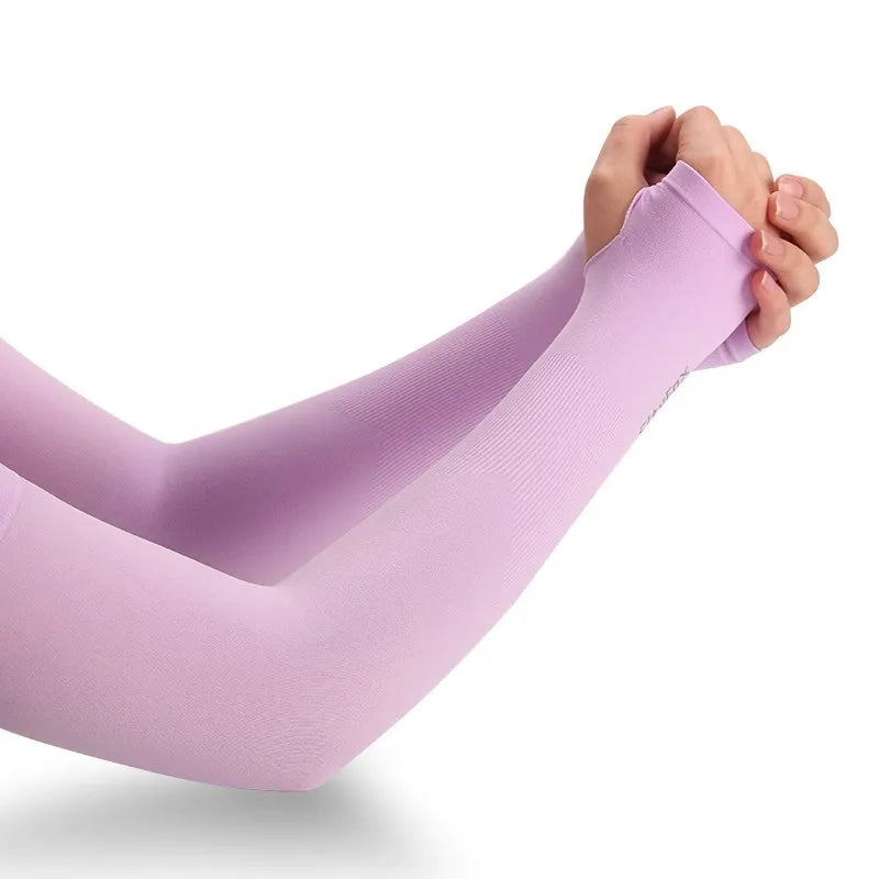 1 Pair Ice Silk Sun Protection Arm Covers Unisex Elbow Cover Outdoor Cycling Running Fishing Driving Cool Anti-UV Arm Sleeves