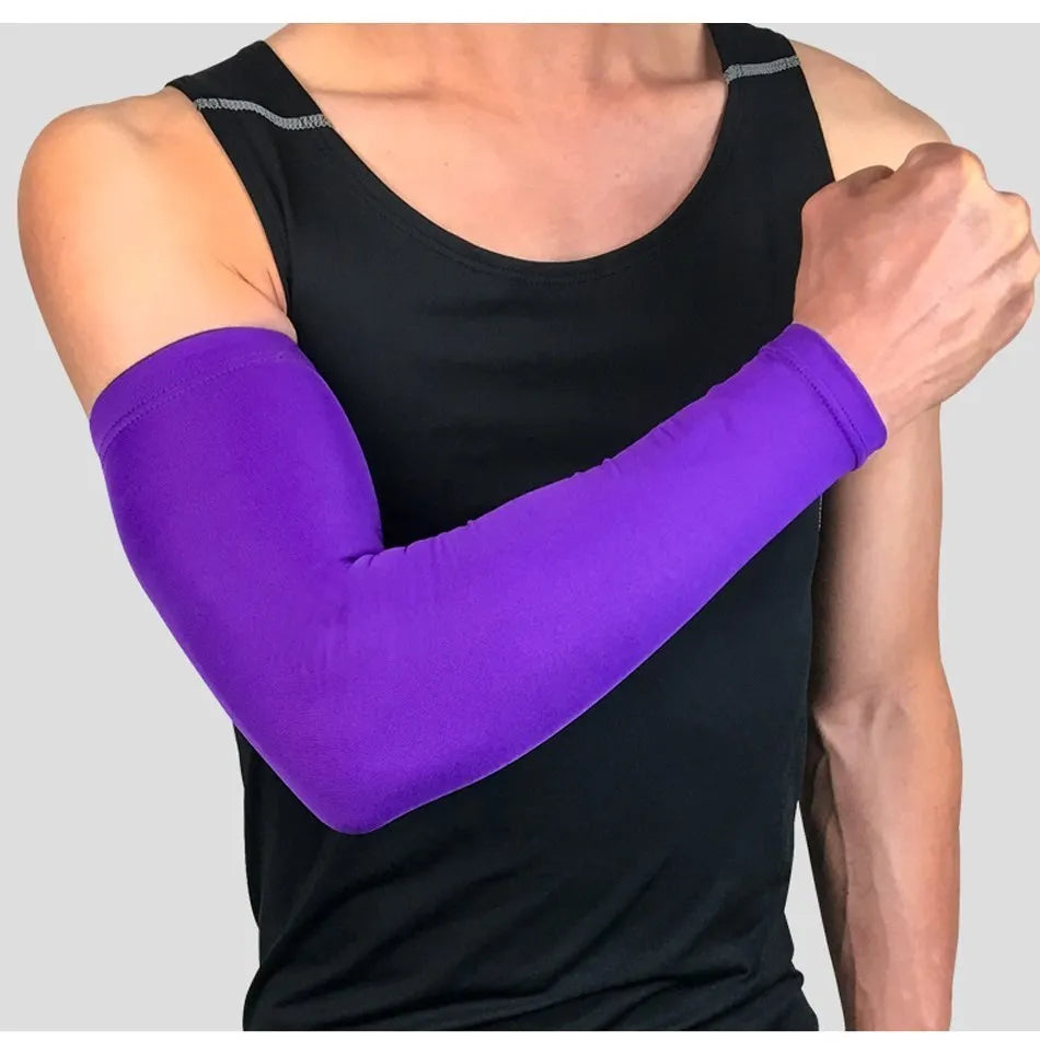 WOSWEIR－1PC Sports Arm Compression Sleeve Basketball Cycling Arm Warmer Summer Running UV Protection Volleyball Sunscreen 