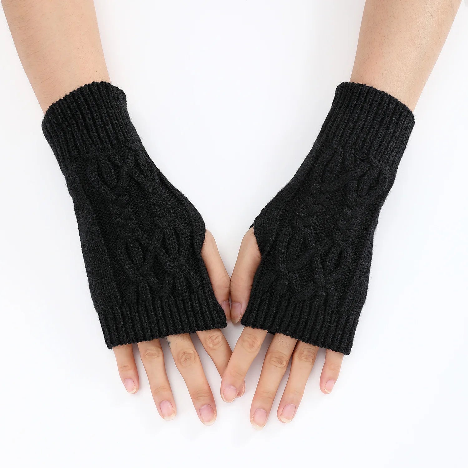 Half Finger Gloves for Women Winter Soft Warm Wool Knitting Arm Gloves Soft Warm Half Finger Handschoenen Unisex Mitten Guantes