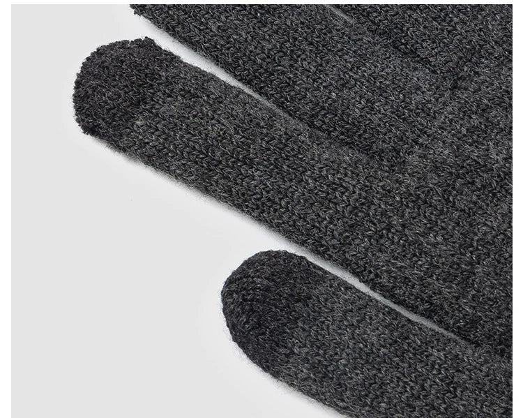 Winter Gloves for Men Touch Screen Cycling Windproof Wool Knit Thick Fleece Office Student Warm Business Game Elastic Soft Glove