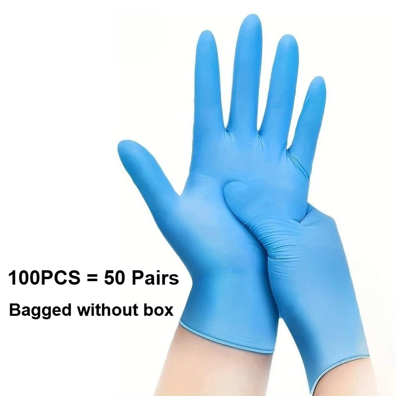 10-100PCS Blue Nitrile Disposable Gloves Latex Free Safety Work Gloves for Cleaning Kitchen Mechanic Auto Protective Glove