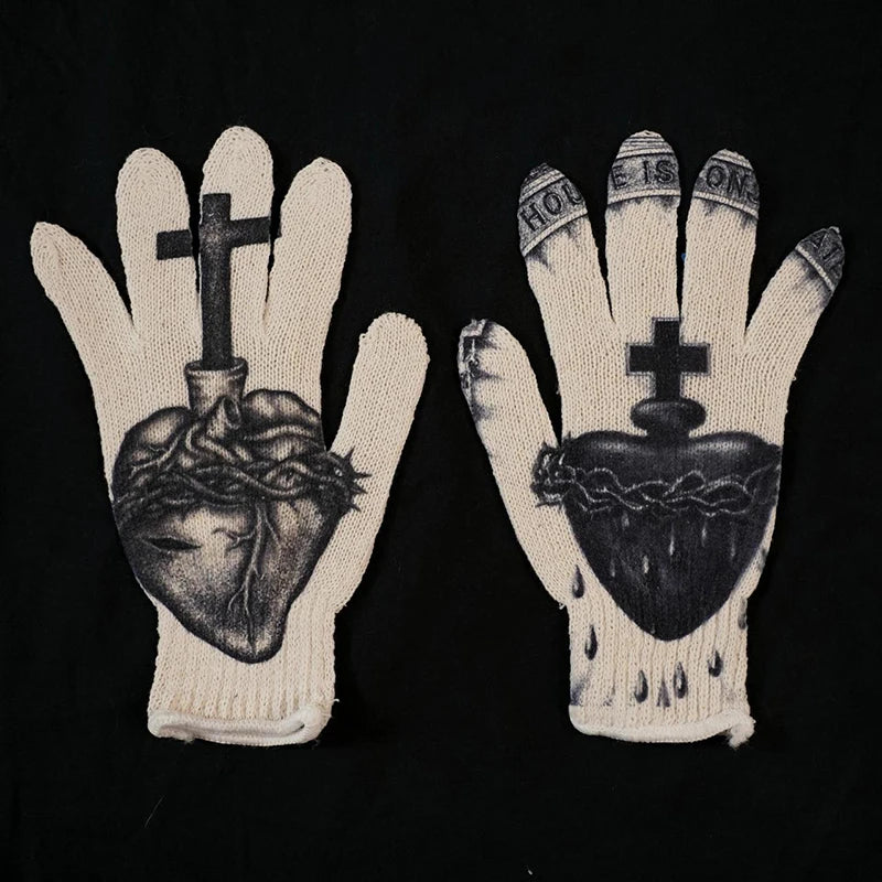 Women Knitted Glove Winter Screen High Fashion Ladies Glove Thicken Warm Compression Men Casual Mitten Y2K figure Pattern Gothic