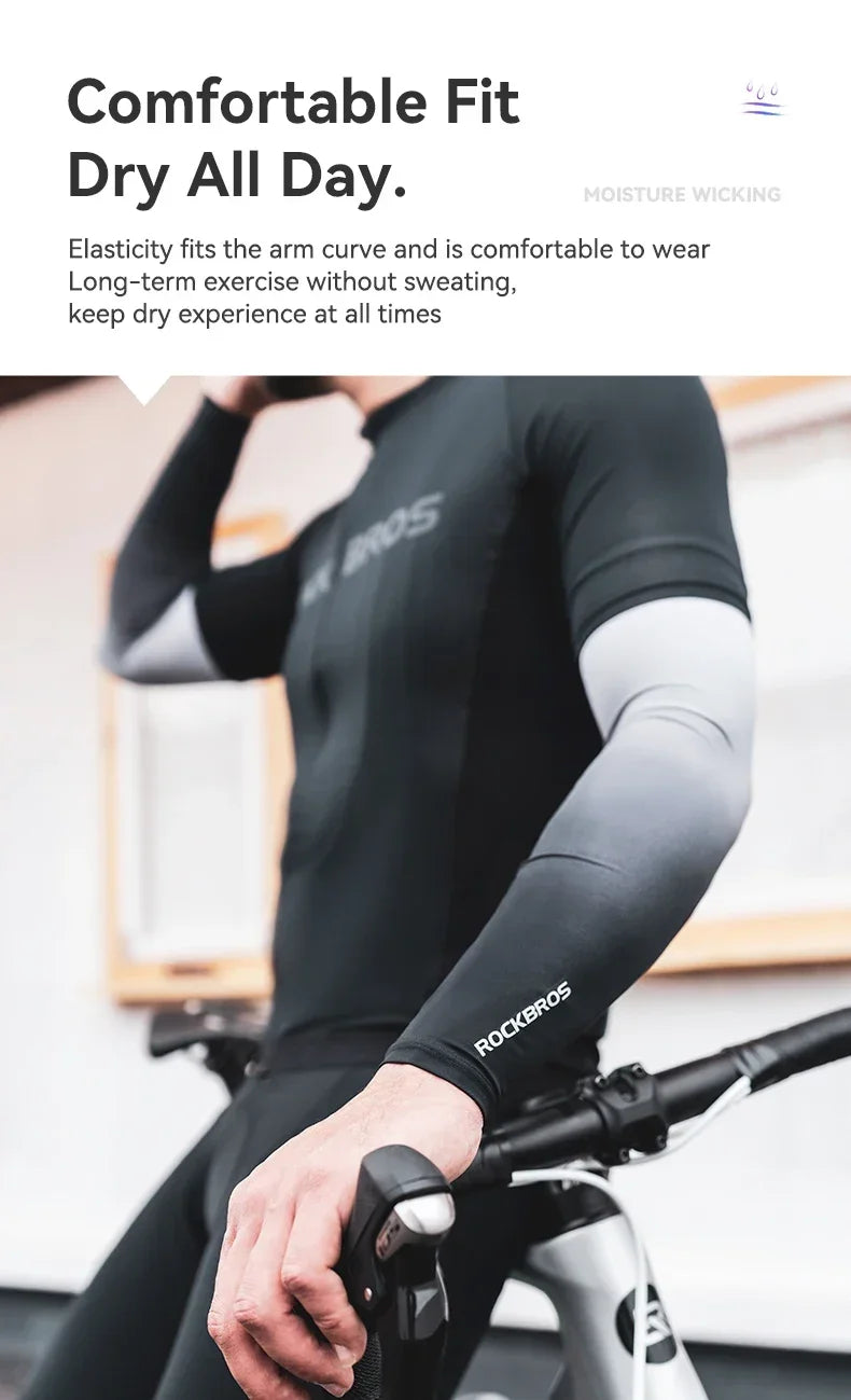 ROCKBROS Arm Sleeves Gradient Color Running Fishing Sunscreen Sleeve Summer Cool Quick Dry Breathable Ice Silk Cycling Equipment