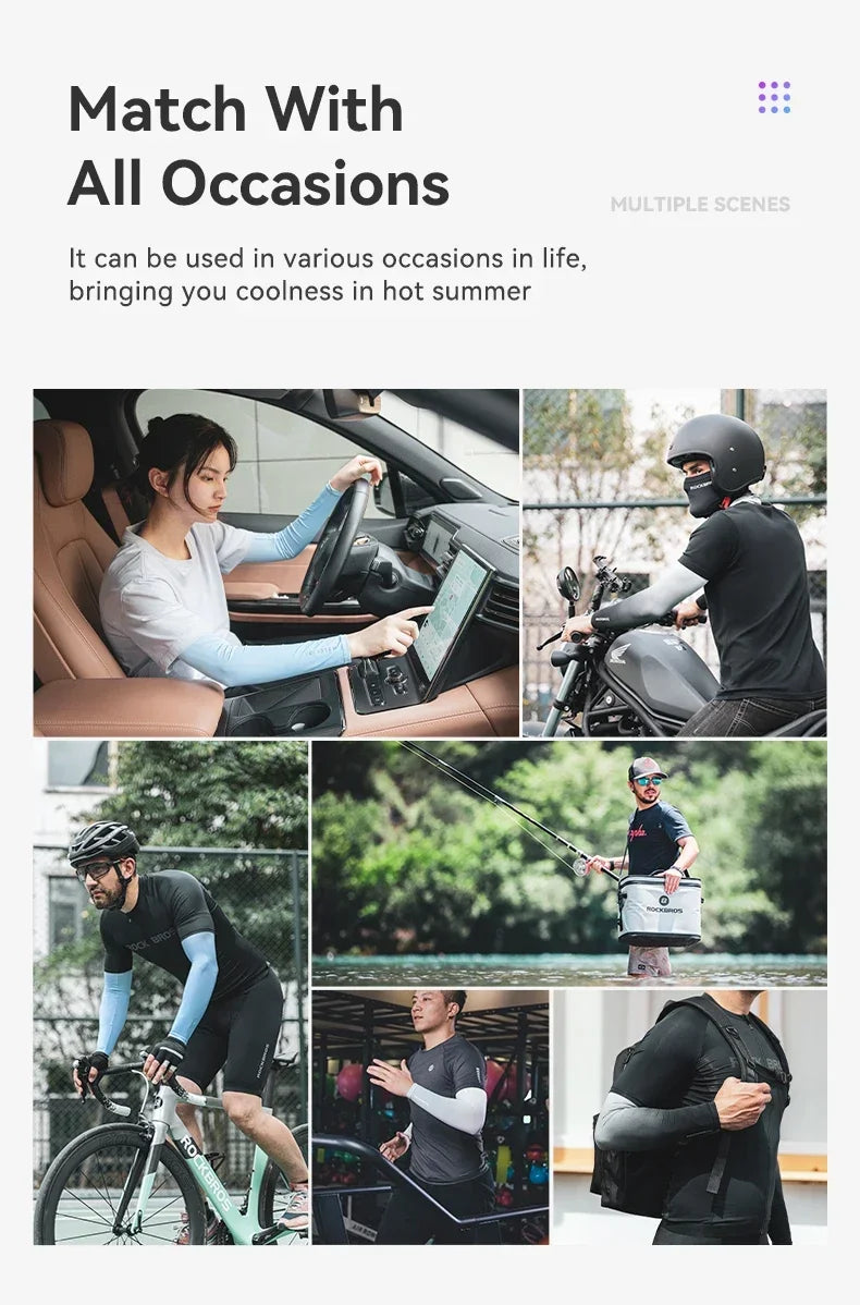 ROCKBROS Arm Sleeves Gradient Color Running Fishing Sunscreen Sleeve Summer Cool Quick Dry Breathable Ice Silk Cycling Equipment