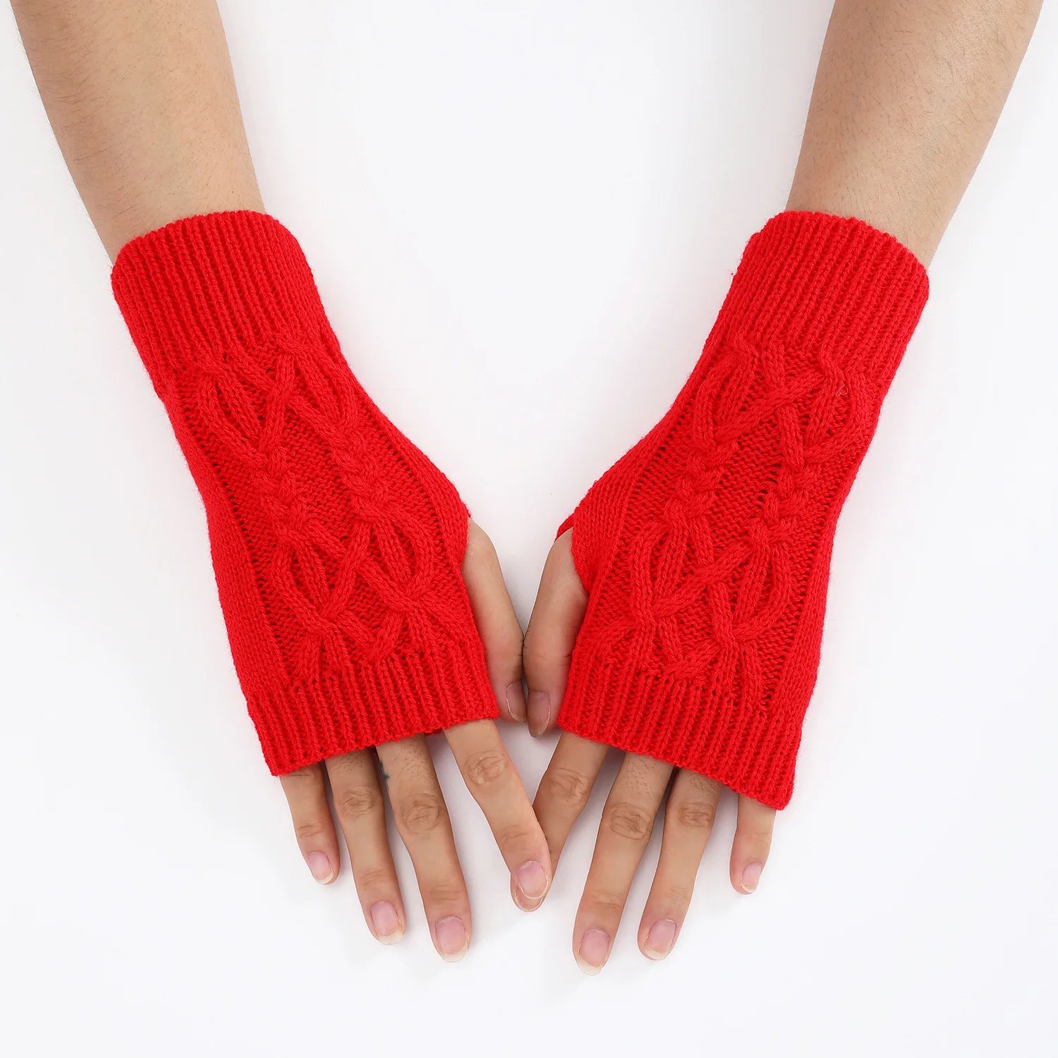 Half Finger Gloves for Women Winter Soft Warm Wool Knitting Arm Gloves Soft Warm Half Finger Handschoenen Unisex Mitten Guantes