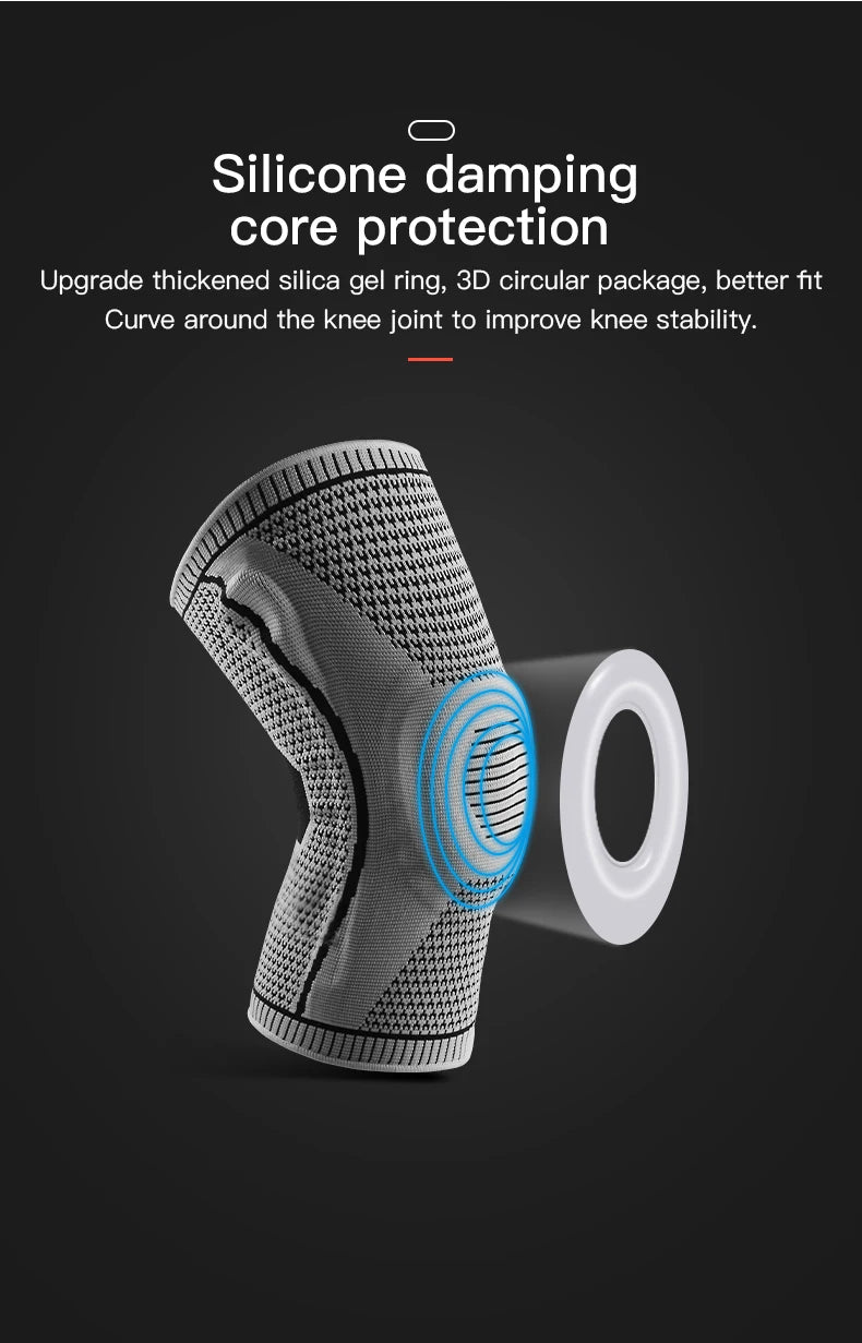 1 PC Knee Pads Strap Patella Medial Support Meniscus Silicone Compression Protection Sport Knee Braces Basketball Running Prot