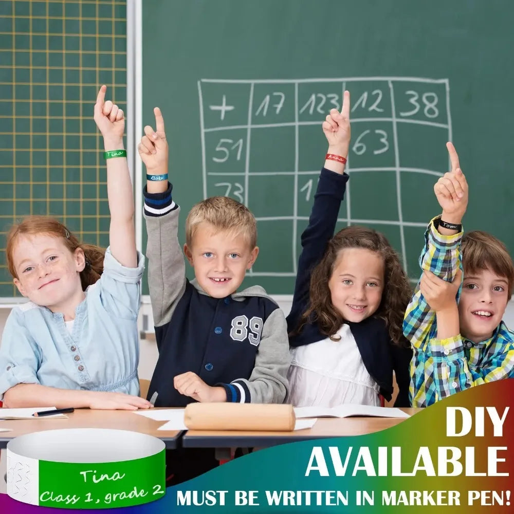 100Pcs Paper Tyvek Wristbands Waterproof Party Synthetic Paper Wrist Playground Multipurpose Bracelets ID Wrist Bands