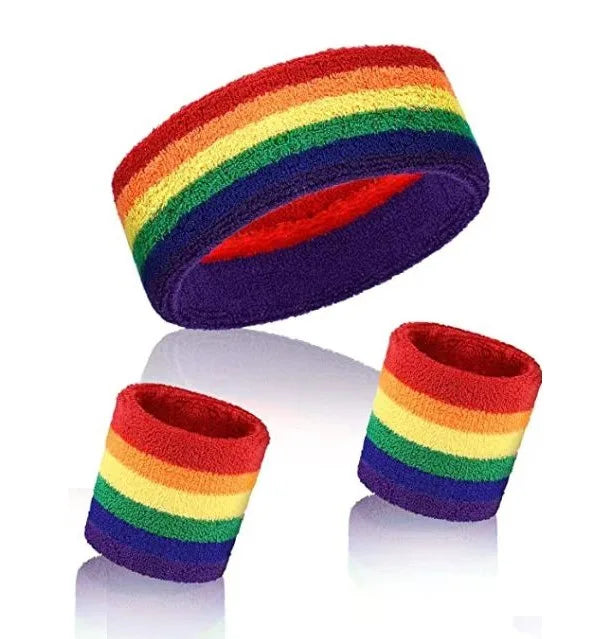 Striped Wrist Brace Hair Band Sport Socks Set Sweat-absorbing Headband Wristband Football Socks Table Tennis Wrist Band