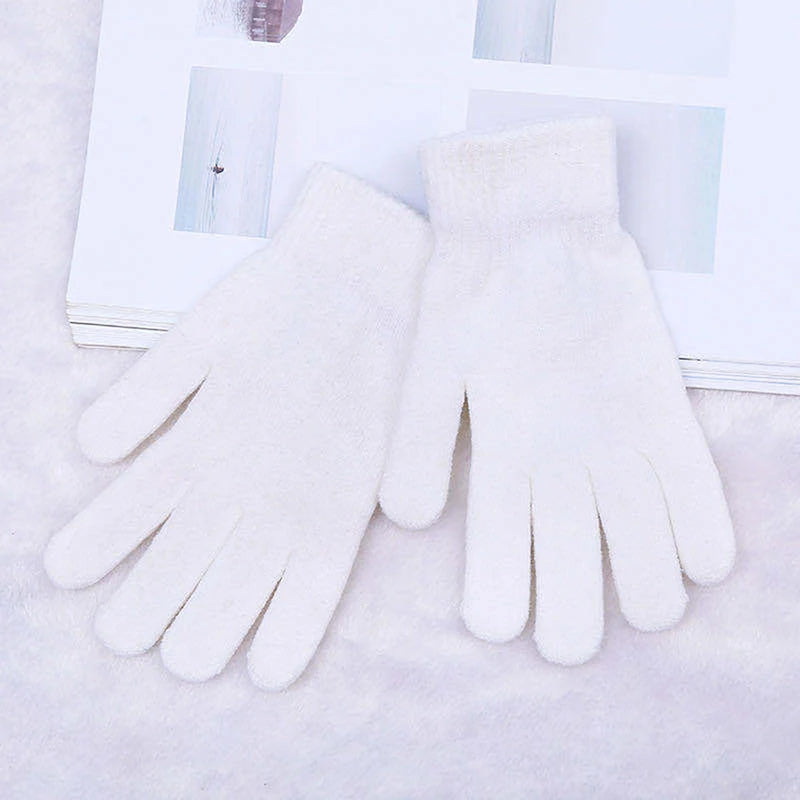 Winter Warm Gloves Five Fingers Touch-screen Knitted Thick Gloves Outdoor Cycling Students Windproof Finger Covers