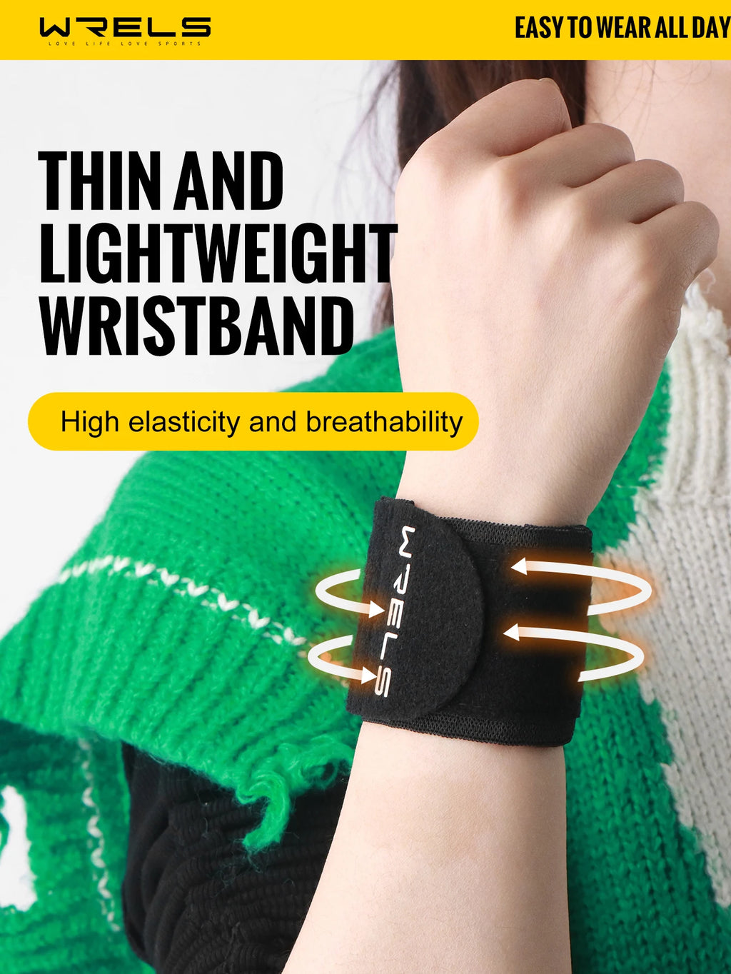 WRELS Wristband Wrapping Compression Sports Elastic Adjustable Wrist Guard Support Basketball Weight Training Wrist Wraps