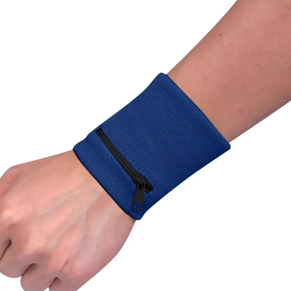 1PC Sports Wristband Purse Bag with Zipper Wrist Protection Absorbent Sleeve Towel Band Outdoor Running Travel Bike Key Pocket