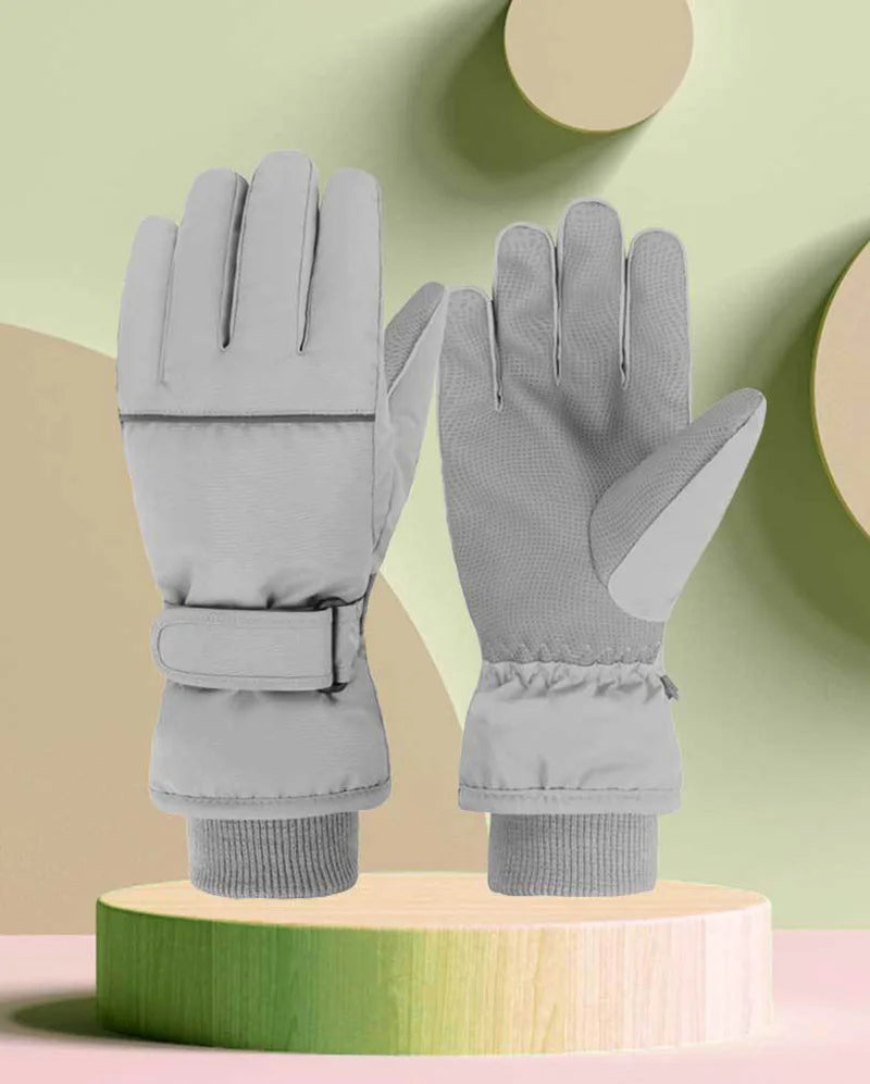 Waterproof Ski Gloves for Adult Kids Thick Children Snowboard Gloves Outdoor Fleece Lining Family Winter Gloves for Boys Girls