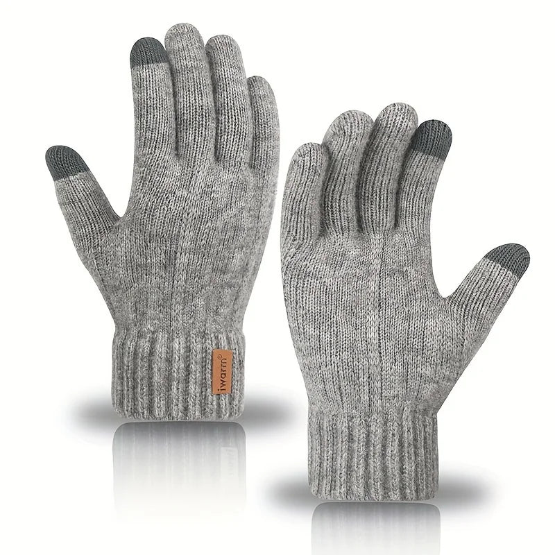 Winter Warm Alpaca Wool Gloves Full Finger Touchscreen Cashmere Gloves Men's Woman Thickening Knitted Cycling Driving Gloves