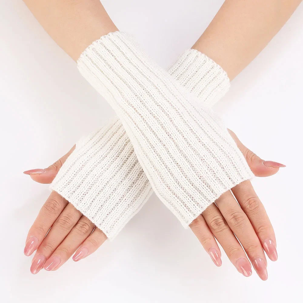Autumn Winter Knitted Woolen Gloves Ins Fashion Y2K Men Women Half Finger Warm Five Pointed Star Fingerless Gloves Unisex