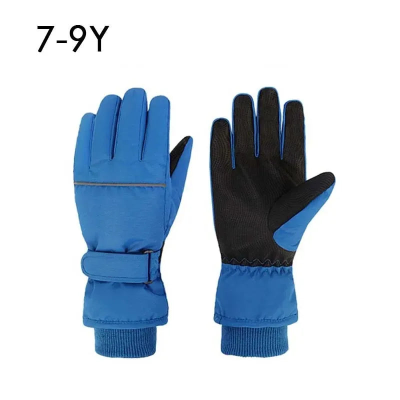 Waterproof Ski Gloves for Adult Kids Thick Children Snowboard Gloves Outdoor Fleece Lining Family Winter Gloves for Boys Girls
