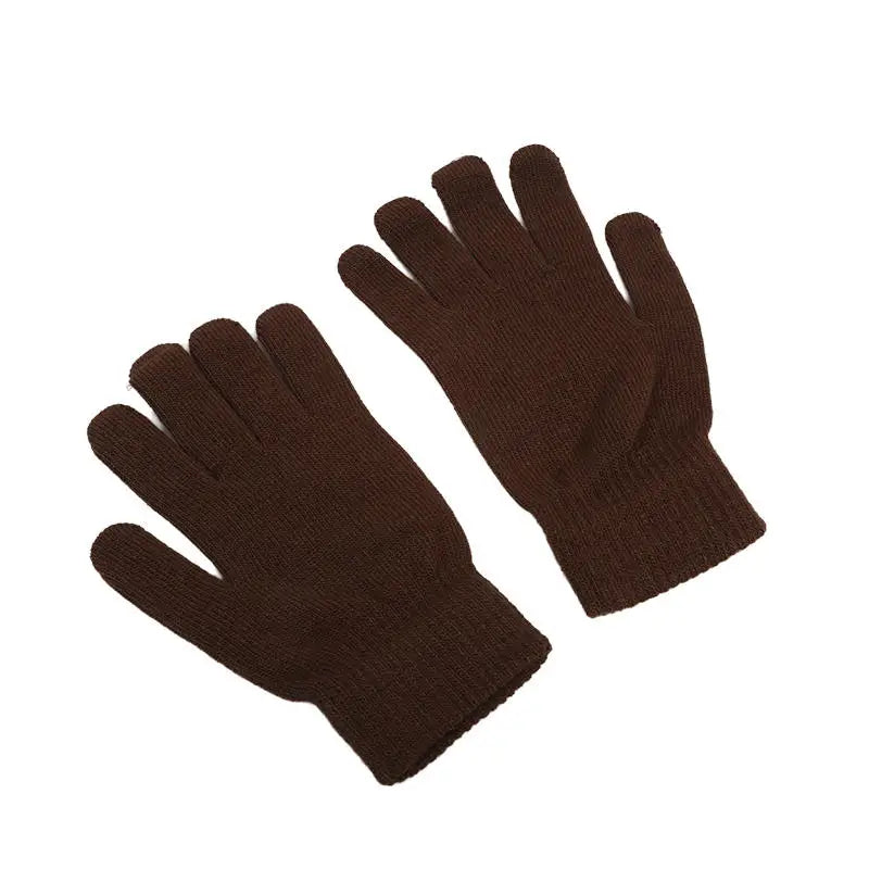 Winter Warm Gloves Five Fingers Touch-screen Knitted Thick Gloves Outdoor Cycling Students Windproof Finger Covers
