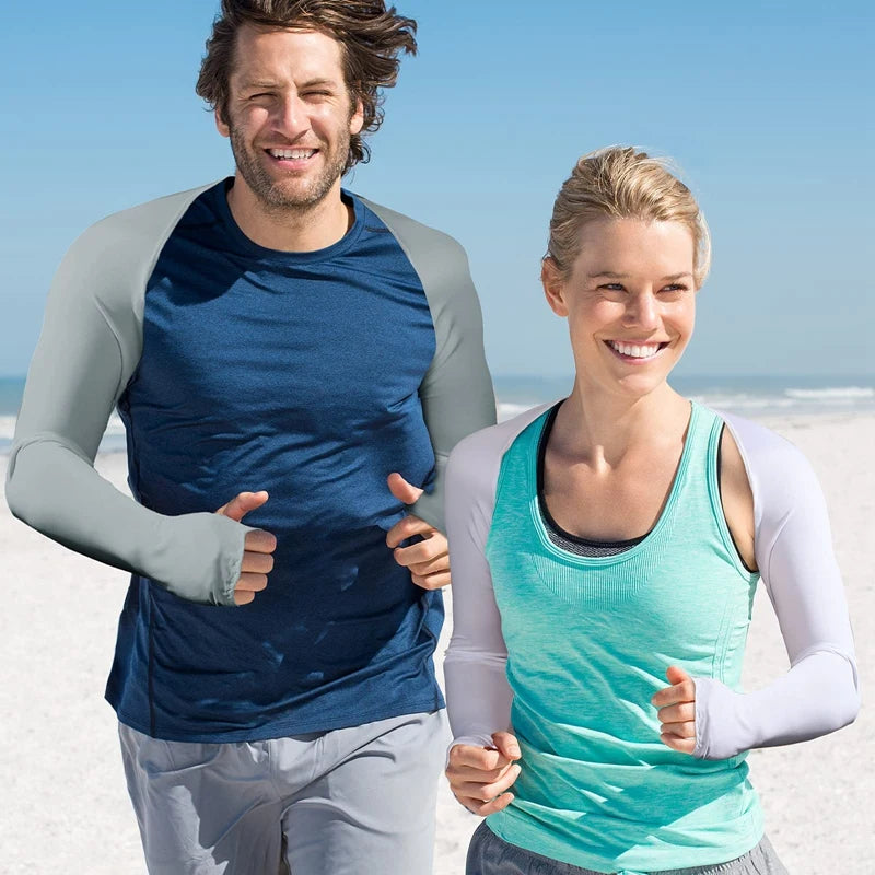 One-piece Ultra-thin Shawl Arm Sleeves Ice Silk Long Gloves Breathable Sun Protection Anti UV Hand Cover Warmer Outdoor Sports