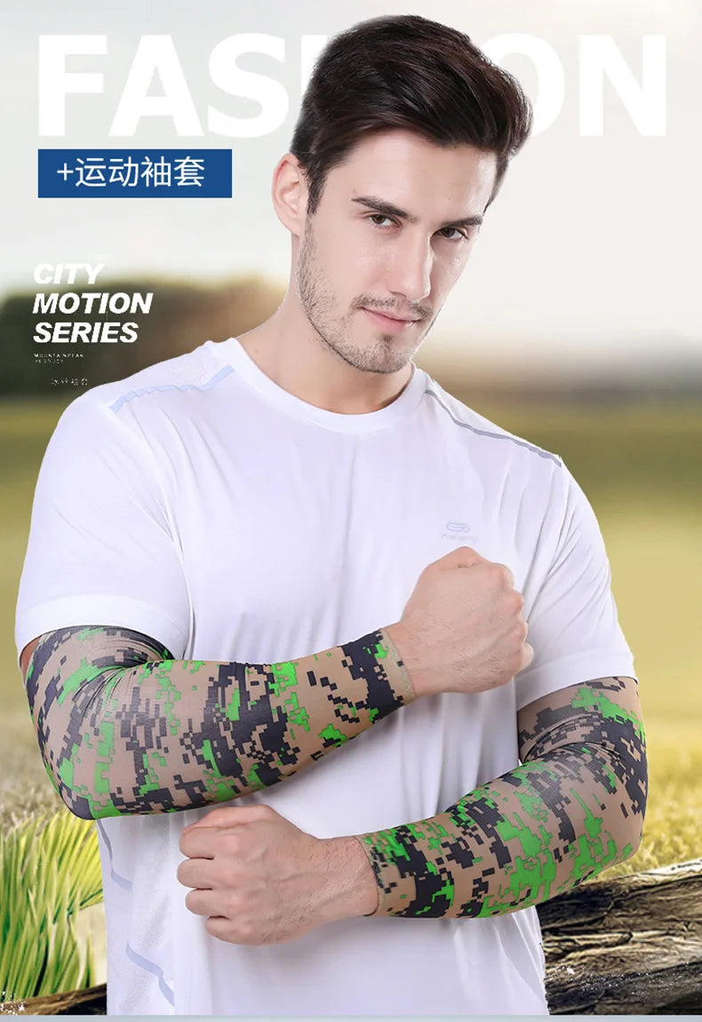 2Pcs Unisex Cooling Arm Sleeves Cover Sports Running UV Sun Protection Outdoor Men Fishing Cycling Sleeves for Hide Tattoos