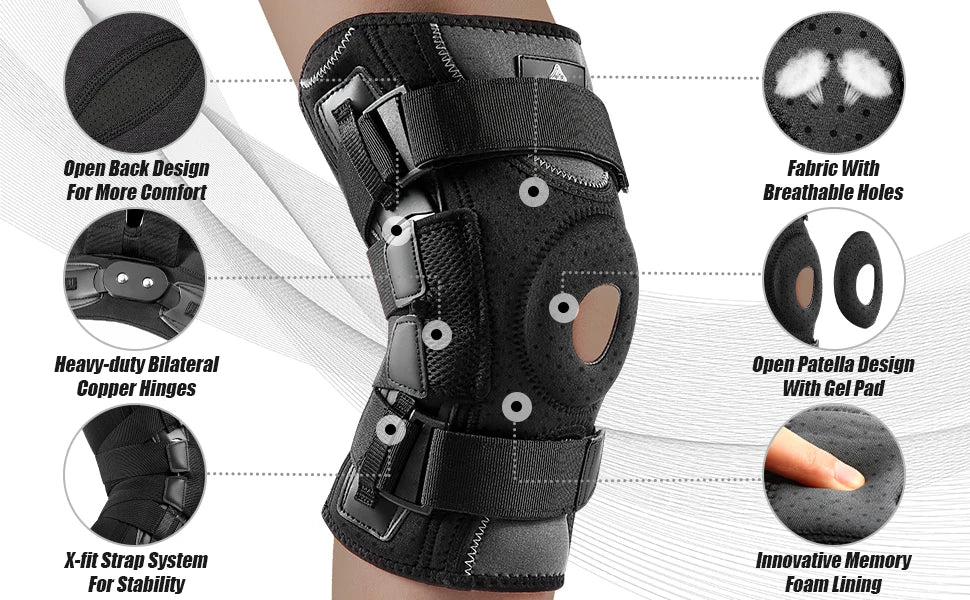 NEENCA Hinged Knee Brace Support for Knee Pain with Side Stabilizers&Gel Pad Arthritis Meniscus Tear Knee Pain Relief, ACL, PCL