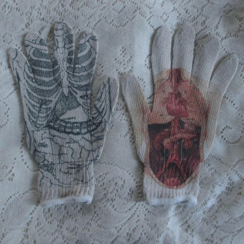 Women Knitted Glove Winter Screen High Fashion Ladies Glove Thicken Warm Compression Men Casual Mitten Y2K figure Pattern Gothic