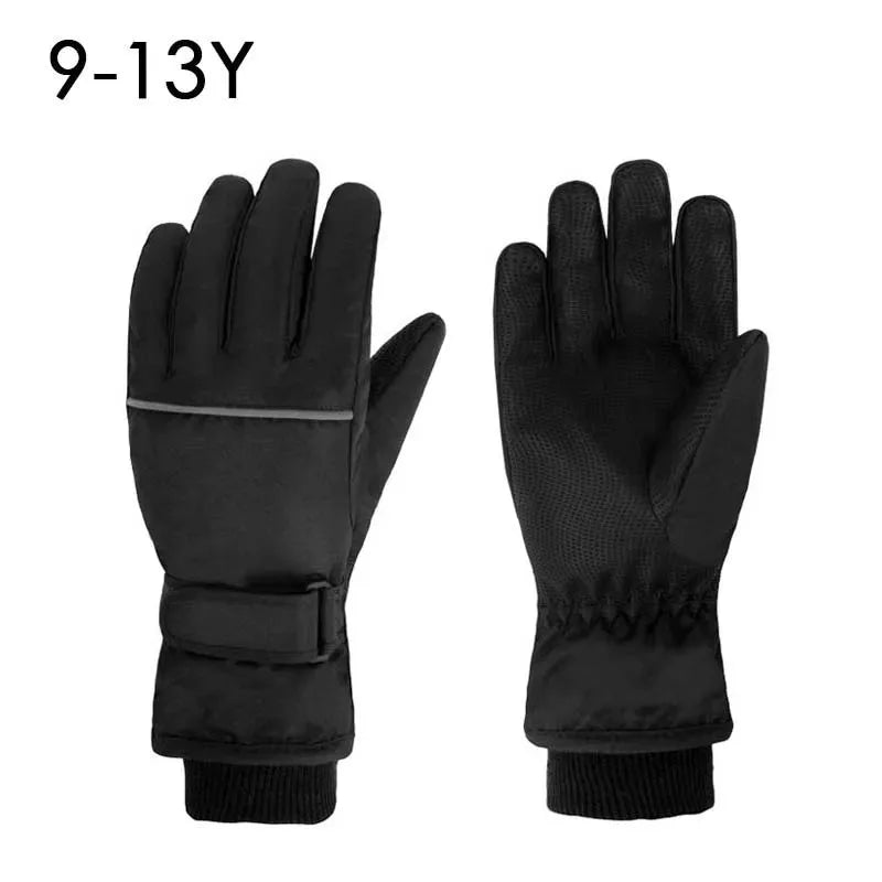 Waterproof Ski Gloves for Adult Kids Thick Children Snowboard Gloves Outdoor Fleece Lining Family Winter Gloves for Boys Girls