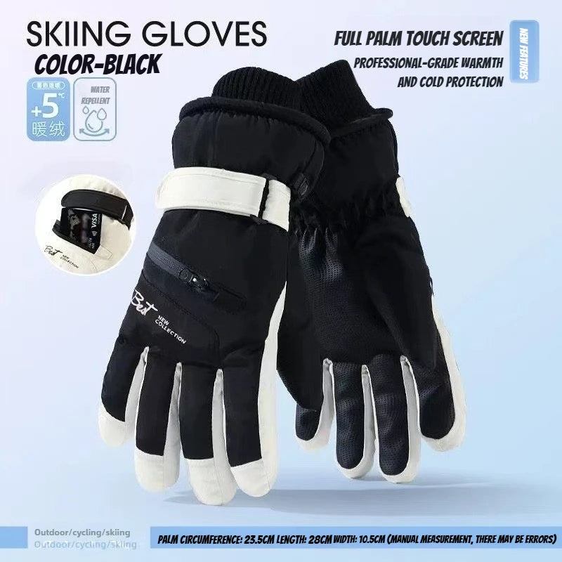 Winter Cycling Gloves Non Slip Touch Ski Gloves Snowboard Accessories Waterproof Pocket Warm Men's and Women's Gloves