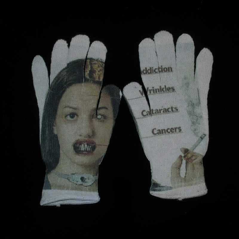 Women Knitted Glove Winter Screen High Fashion Ladies Glove Thicken Warm Compression Men Casual Mitten Y2K figure Pattern Gothic