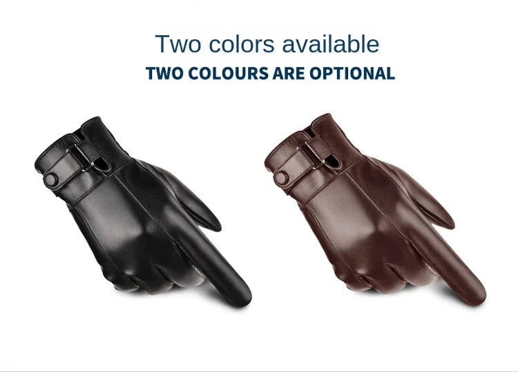 Winter Gloves for Men Genuine Leather Gloves Outdoor Cycling Black Real Sheepskin Keep Warm Driving Motorcycle Gloves