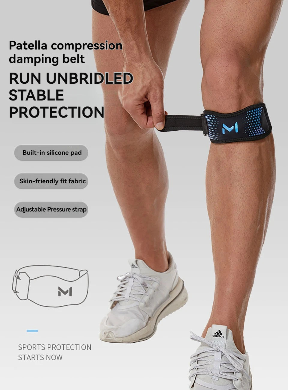 GTUBIKE 1PC Patella Knee Strap Adjustable Knee Brace Patellar Tendon Stabilizer Support Band for Soccer Basketball Running Jumpe