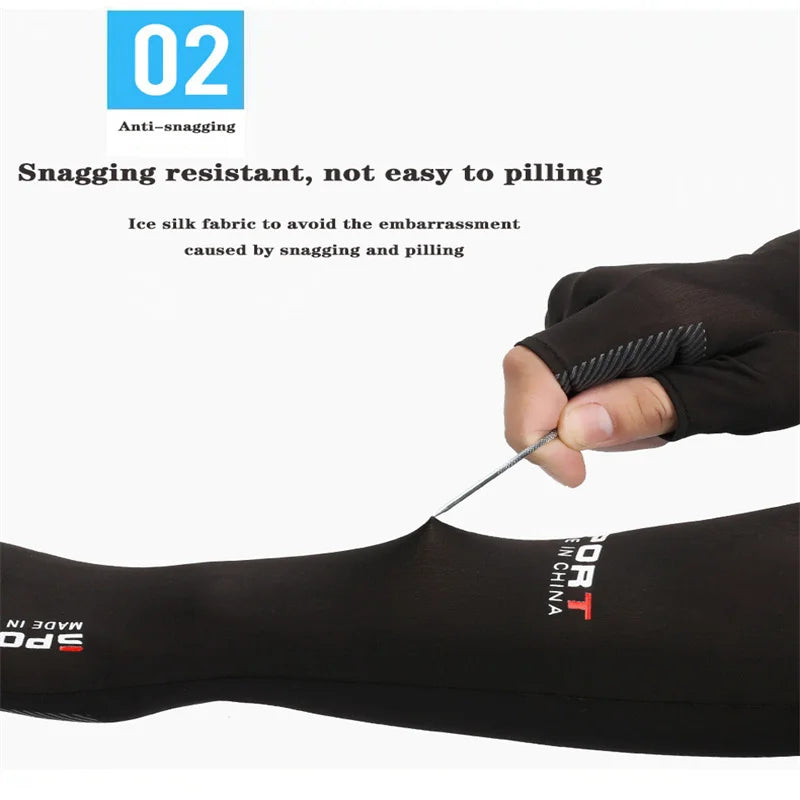1Pair Sport Arm Sleeves Cycling Running Fishing Climbing Arm Cover Sun UV Protection Ice Cool Sleeves 5 Finger Cuff