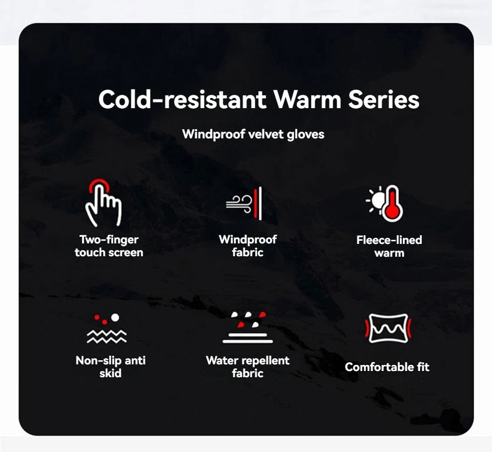 GTUBIKE Cycling Gloves for Men Women Motorcyclist Autumn Winter Warm Camping Gloves Ski Bicycle Velvet Touch Screen Waterproof