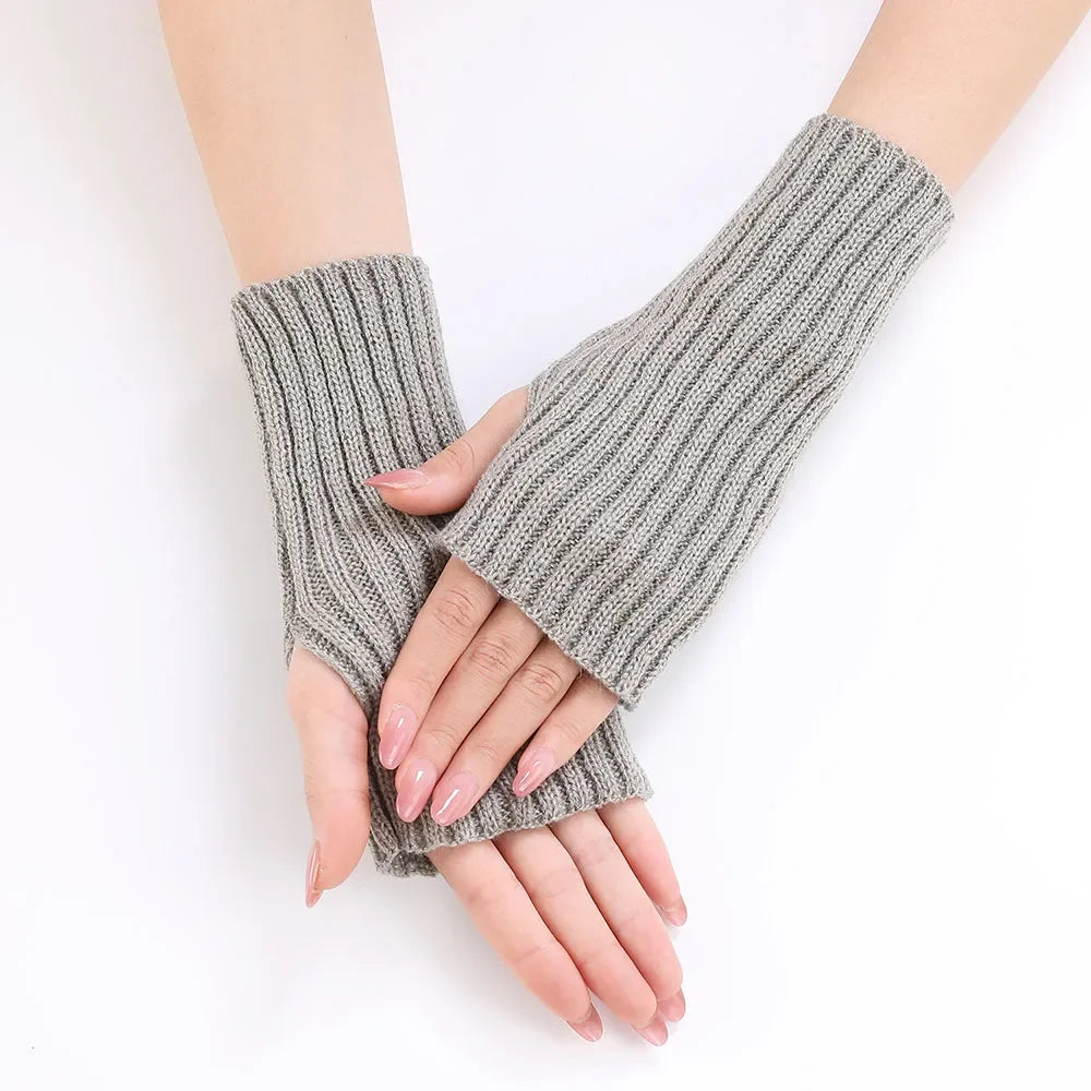 Autumn Winter Knitted Woolen Gloves Ins Fashion Y2K Men Women Half Finger Warm Five Pointed Star Fingerless Gloves Unisex