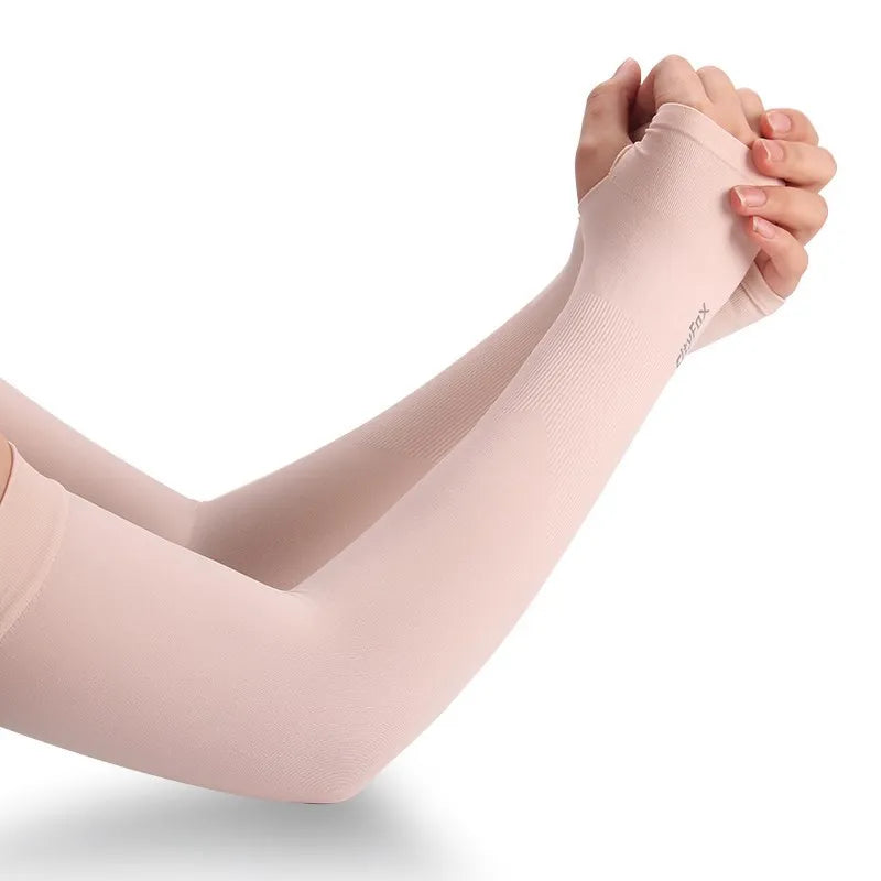 1 Pair Ice Silk Sun Protection Arm Covers Unisex Elbow Cover Outdoor Cycling Running Fishing Driving Cool Anti-UV Arm Sleeves