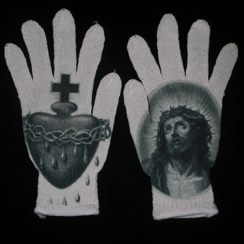 Women Knitted Glove Winter Screen High Fashion Ladies Glove Thicken Warm Compression Men Casual Mitten Y2K figure Pattern Gothic