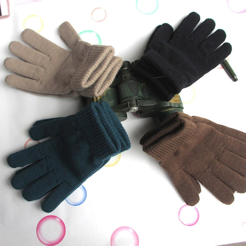 Winter Warm Gloves Five Fingers Touch-screen Knitted Thick Gloves Outdoor Cycling Students Windproof Finger Covers