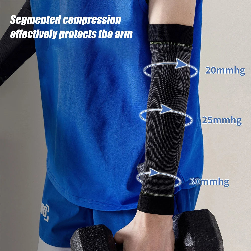 1Pair Compression Arm Sleeves, Firm 20-30mmHg Graduated Elbow Braces for Pain Relief, Swelling, Lipedema, Lymphedema, Arthritis