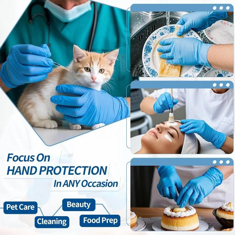 10-100PCS Blue Nitrile Disposable Gloves Latex Free Safety Work Gloves for Cleaning Kitchen Mechanic Auto Protective Glove