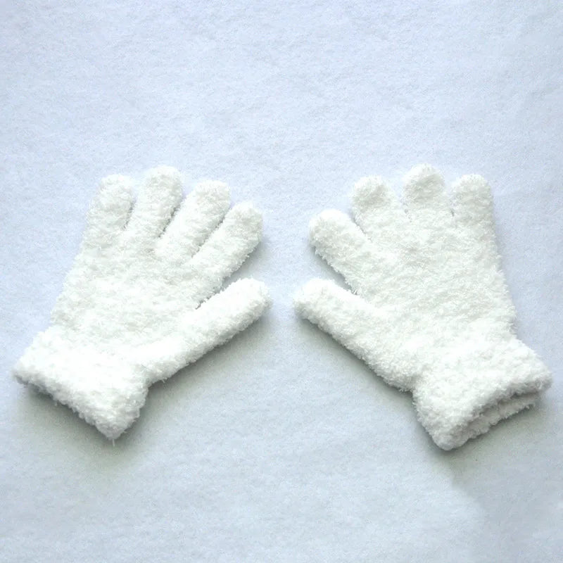 Lamb Fleece Children Gloves Winter Thick Kids Plush Glove 5-11year Girl Boy Hand Warmer Solid Color Baby Five Fingers Mittens 장갑