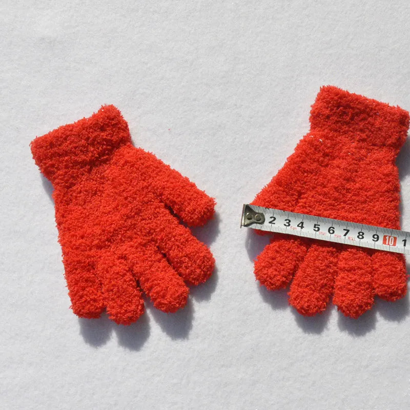 Lamb Fleece Children Gloves Winter Thick Kids Plush Glove 5-11year Girl Boy Hand Warmer Solid Color Baby Five Fingers Mittens 장갑