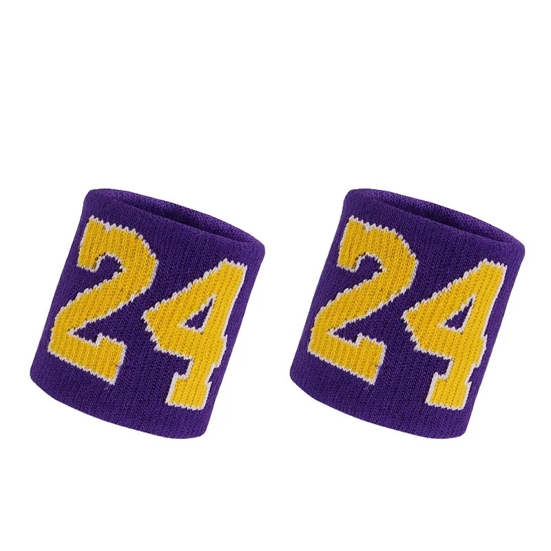 1 Pair Basketball Fitness Wristband Sport Sweatband Number 24 Sweat Wrist Support Brace Suitable For Gym Volleyball Safety Wrist