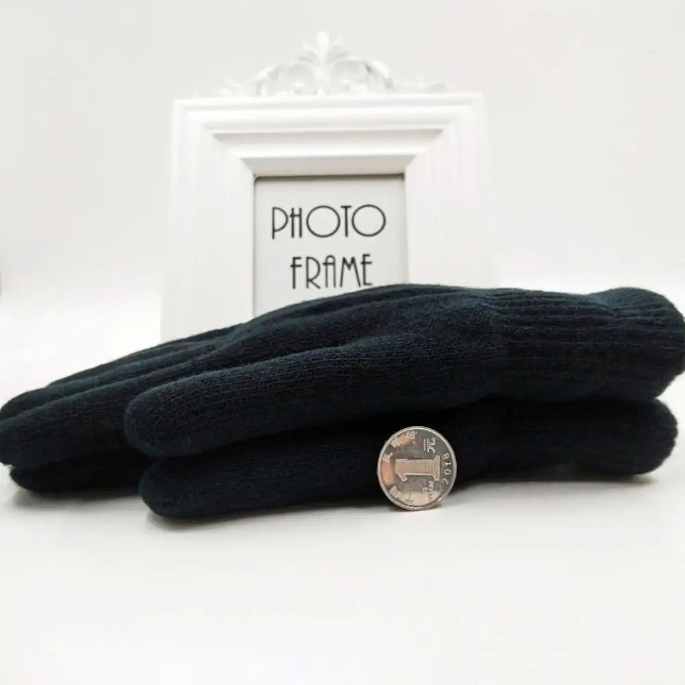 Fashion Boys Girl Winter Gloves Pure Color Lamb Velvet  Mittens Soft Warm Black Double Layer Male Thickened Gloves