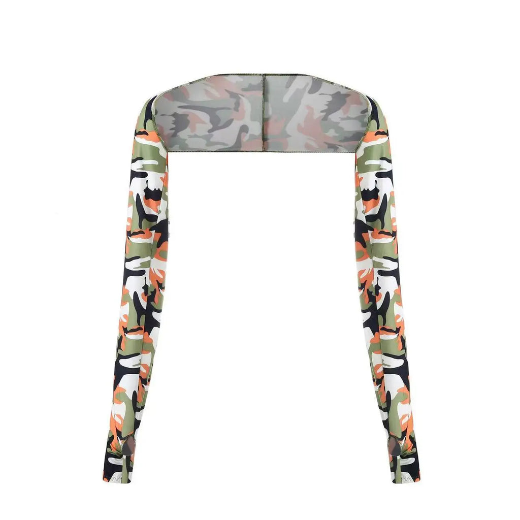 One-piece Ultra-thin Shawl Arm Sleeves Ice Silk Long Gloves Breathable Sun Protection Anti UV Hand Cover Warmer Outdoor Sports