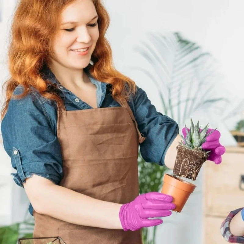 20/100PCS Pink Nitrile Disposable Gloves Latex Free Cleaning Gloves for Kitchen Cooking Household Beauty Petcare Hair Dye Gloves