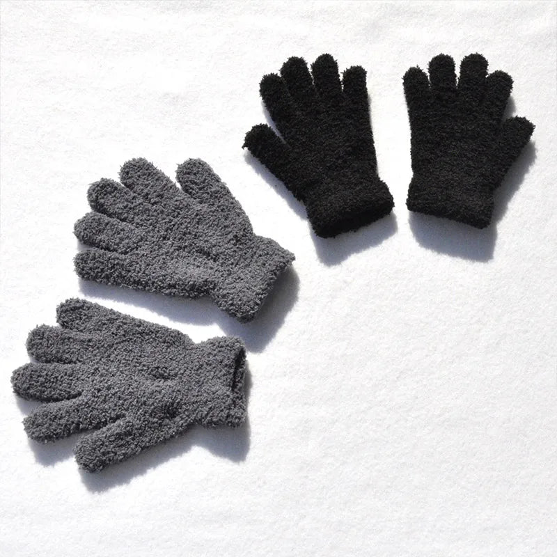 Lamb Fleece Children Gloves Winter Thick Kids Plush Glove 5-11year Girl Boy Hand Warmer Solid Color Baby Five Fingers Mittens 장갑