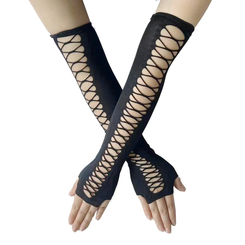 Warmer Knitted Long Fingerless Gloves Elbow Mittens Christmas Acces Gift Fashion Women Emo Gloves Lady Striped Elbow Gloves