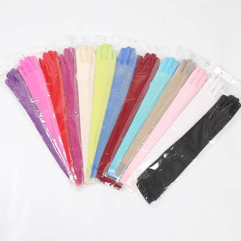 55CM Sexy Lace Thin Hollow Transparent Long Gloves Breathable Net Yarn Women Man Stage Performance Party Cosplay Elasticity